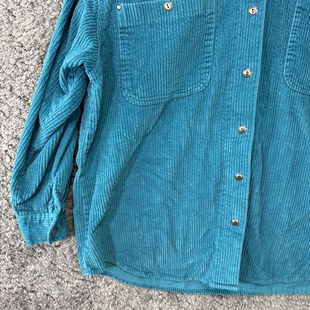 Vintage Teal Corduroy Women’s Shirt Button Up Collared Shacket 1X 90s Classic - Picture 5 of 8